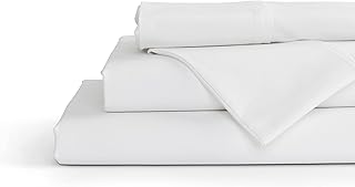100% Cotton Percale Sheets Twin XL Size, White, Deep Pocket, 4 Pieces Sheet Set - 1 Flat, 1 Deep Pocket Fitted Sheet and 2 Pillowcases, Crisp Cool and Strong Bed Linen