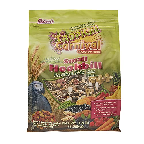 F.M. Brown'S Tropical Carnival Natural Small Hookbill Food, 3.5-Lb Bag - Vitamin-Nutrient Fortified Daily Diet For Parrots, African Greys And Conures Under 13