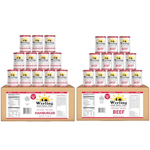 Werling Meats Canned Hamburger & Canned Beef 14.5 oz Each – Fully Cooked Heat & Eat Shelf Stable Meat, 5-Year Shelf Life, Pantry Staple, Emergency & Camping Food Supply – 24 Cans Total image 4