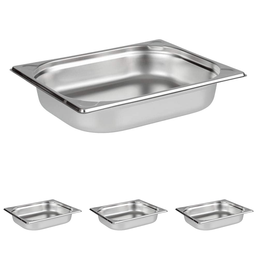 APS 81202 GN-Behälter 1/2, Gastronormbehälter Edelstahl/Abmessungen 265 x 325 cm/Höhe 65 mm/Volumen 4 Liter (Packung mit 4)