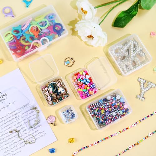 Image of 60 Pieces Small Plastic Bead Organizer Container, Mini Clear Storage Box with Hinged Lid for Beads, Ear Plugs, Eye Lash, Small Items (1.37 x 1.37 x 0.7 Inch)
