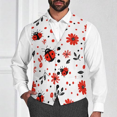 Ladybug Insect Men's Suit Vests Business Formal Dress Vest V-Neck Waistcoat for Wedding Casual2