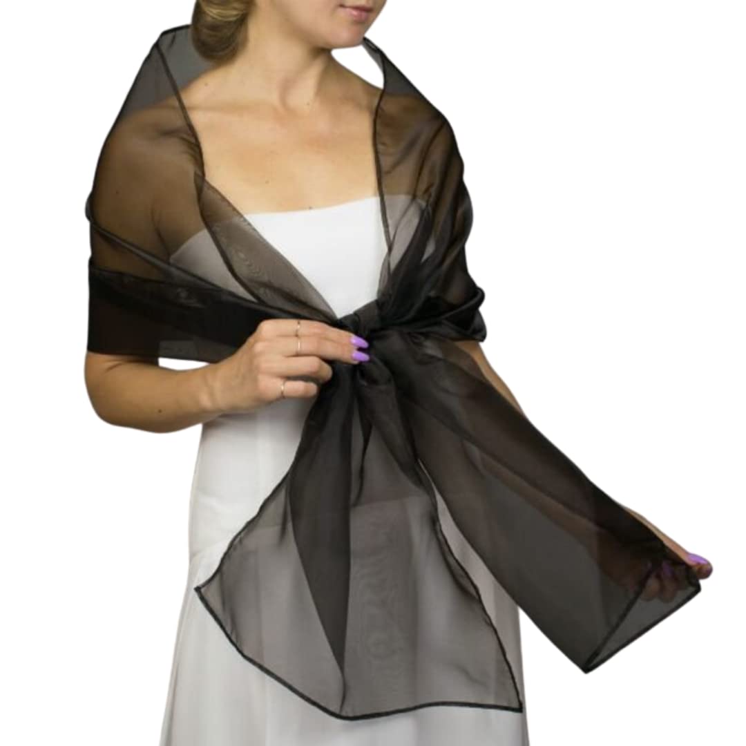 bridalspainOrganza brown stole wrap shawl evening dress accessory