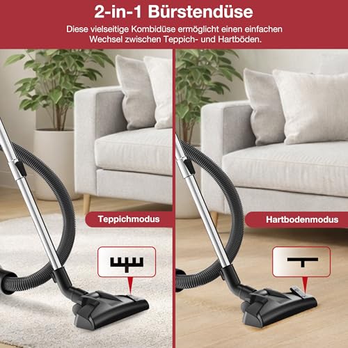 Akitas C10T 850W Beutelloser Staubsauger ohne Beutel Cat and Dog Tierhaare,Staubsaugerzylinder mit Deutschem Wessel Werk,28cm Breite Große Turbokopf-Spinnbürste