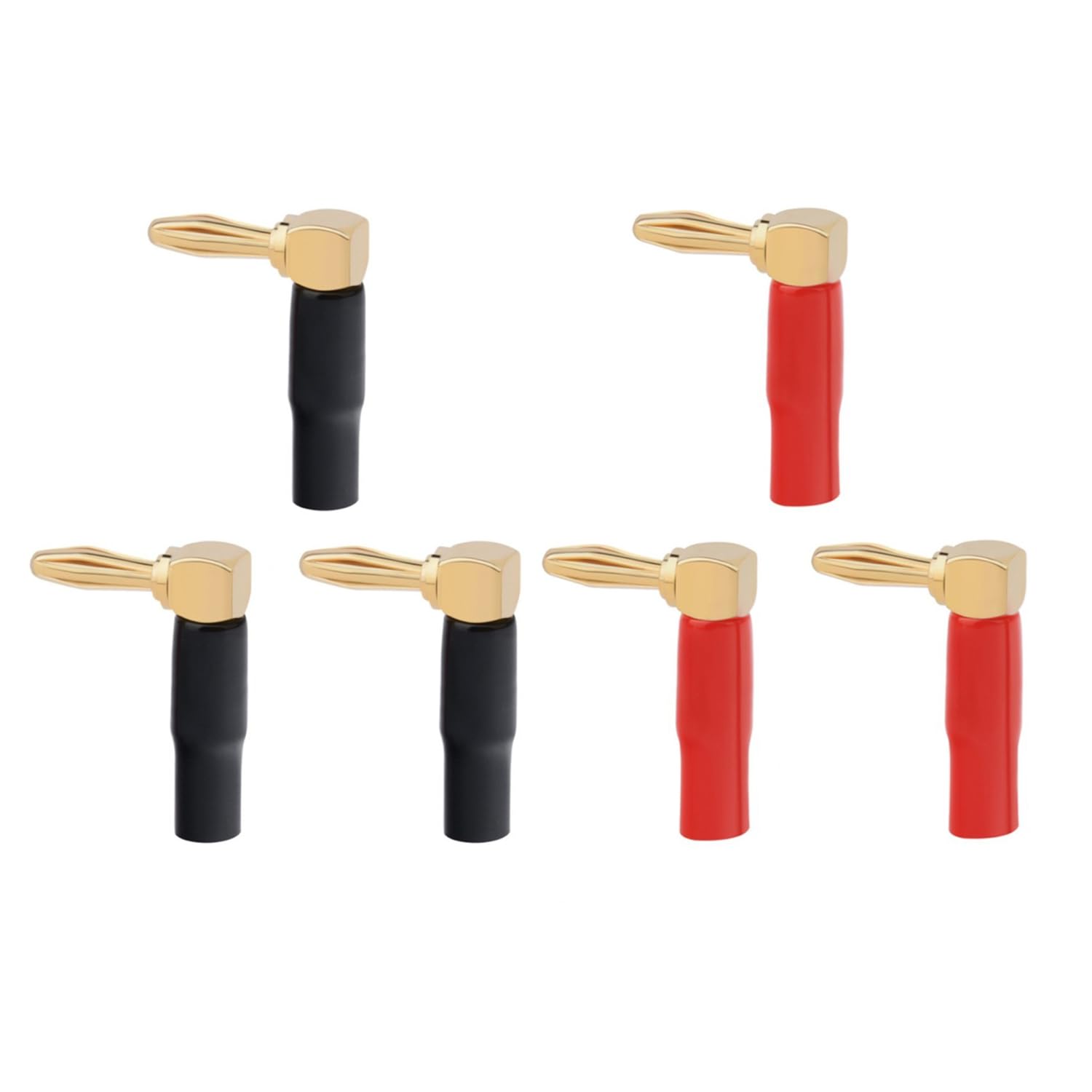 RLECS 6PCS 90 Degree Speaker Banana Plug Pure Copper Audio Jack Connector 26x22mm Suitable for Speaker AV Receiver Amplifiers Surround Systems