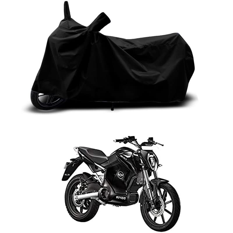 Image of 100% Scratchproof /UV-Rays /Heat Protection /Birds Dropping /Water Resistant /Dust Proof /Waterproof /Full Bike Scooty Two Wheeler Body Cover Compatible for Revolt RV400 STD All Varients[Black]