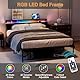 BEXEVUE 140x200 cm Bett mit LED und Steckdose, Metallbettgestell mit Kopfteil, moderner Bettrahmen mit Stauraum, robust und langlebig, einfach zu montieren – Ideal für Schlafzimmer und Gästezimmer