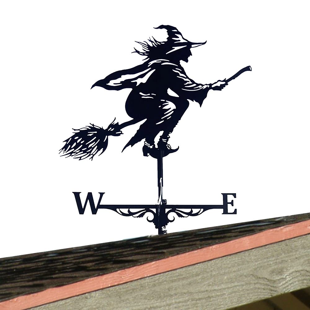 Veleta de metal con forma de bruja retro, resistente a la intemperie, indicador de dirección del viento, veleta creativa, techo de jardín, adorno para casa, jardín, césped, patio