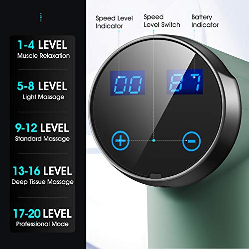 image for YUNCHI Deep Tissue Percussion Massage Gun, 20 Speed Levels 4 Massage H