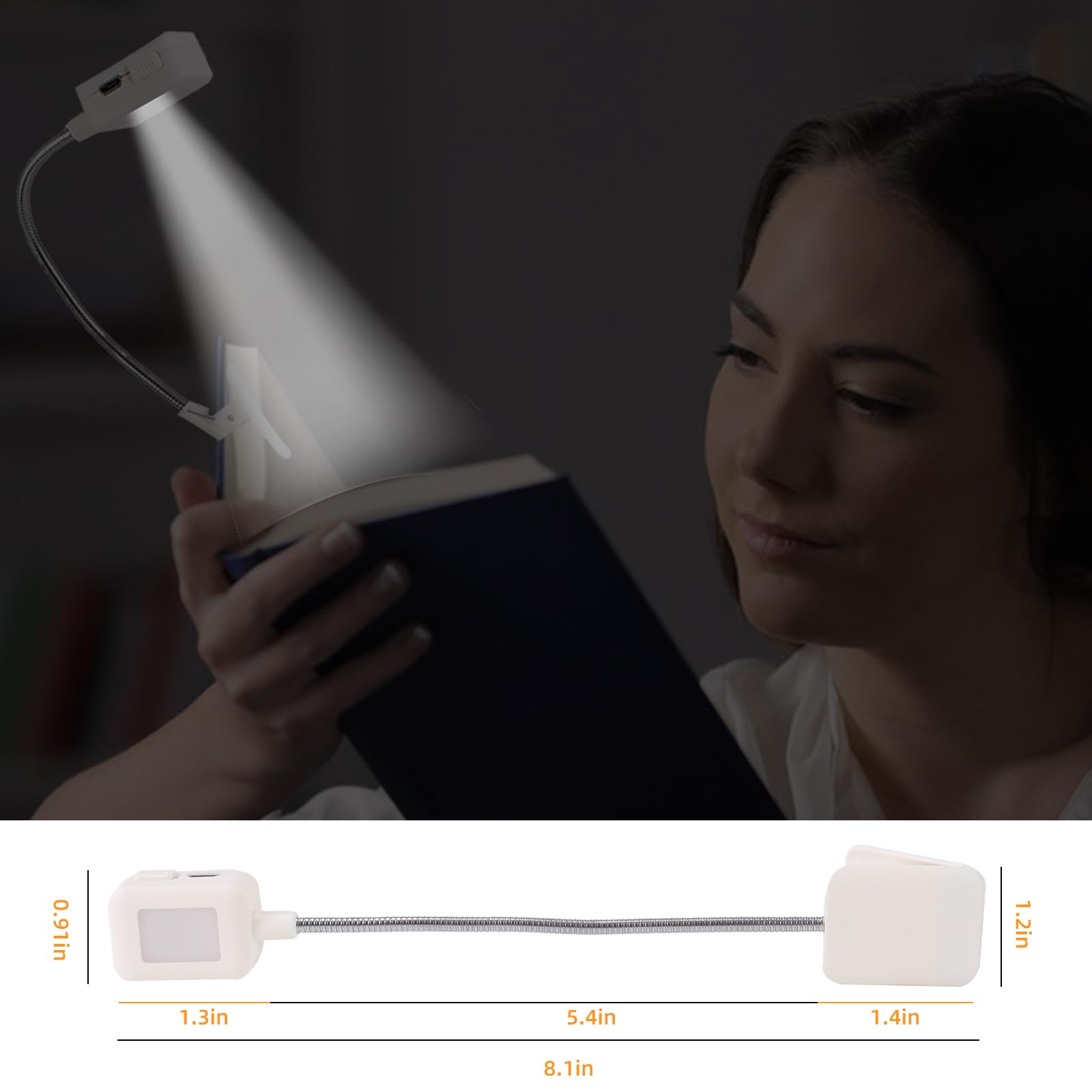 UXIETIN Luce da lettura regolabile e pieghevole per Kindle, ricaricabile USB, nero