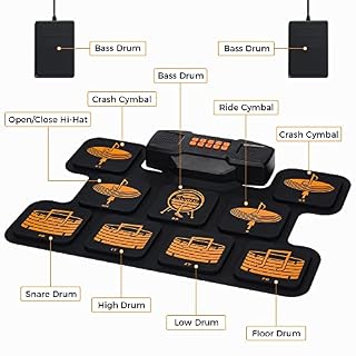Asmuse Batterie électronique portable Drum Set, Tambour à Numérique avec 9 Pads, 2 Pédales, avec deux haut-parleurs… - Les Beatles, Paul McCartney, John Lennon, RIngo Starr, George Harrison Asmuse Batterie électronique portable Drum Set, Tambour à Numérique avec 9 Pads, 2 Pédales, avec deux haut-parleurs… – Image 3