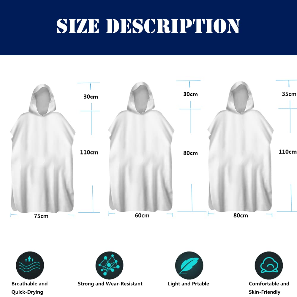 Surwin Poncho de Bain avec Capuche pour Femmes Hommes, Imprimé Animal Serviette de Poncho Microfibre Poncho de Surf Plage à Capuche Serviette à Changement Peignoir Piscine