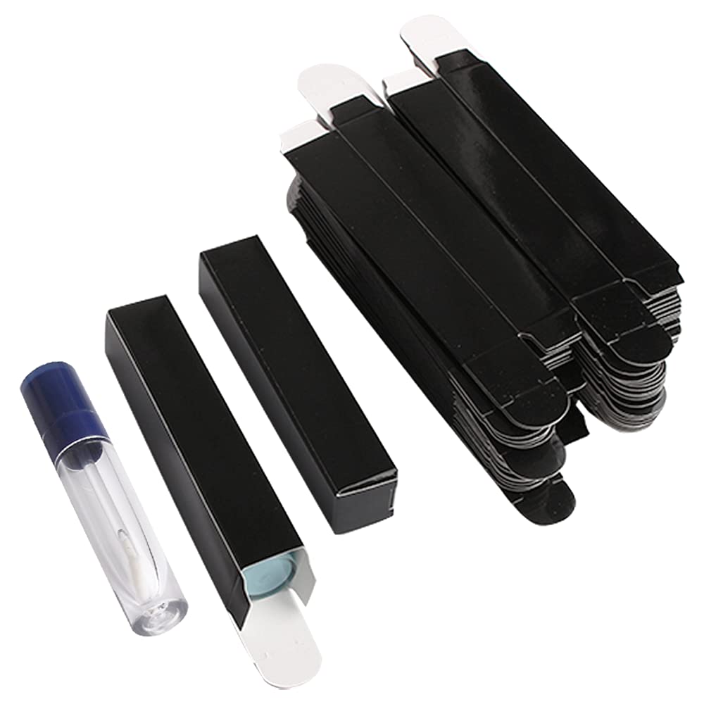 50 pieces 350gms lip gloss paper box, lipgloss mascara eyeliner packing box for DIY cosmetic, (20 * 20 * 110mm, Black)