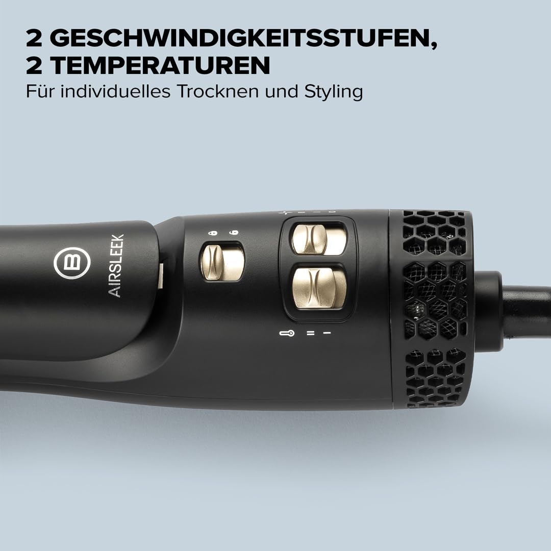 Bellissima AirSleek 2-in-1 Glätteisen, trocknet und schafft eine natürliche Glätte mit der Luft, geschütztes Haar ohne extreme Hitze, Ionisator, Keramikbeschichtung und Keratin, 2 Temperaturen