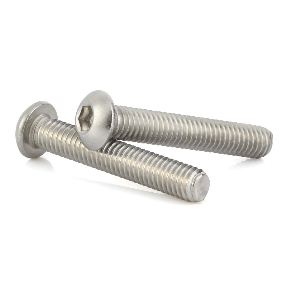 MewuDecor Tornillos De Cabeza Hueca De Botón M8-1,25 X 16 Mm, Acero Inoxidable 18-8, Acabado Brillante, Totalmente Roscado, Llave De Vaso Allen, 50