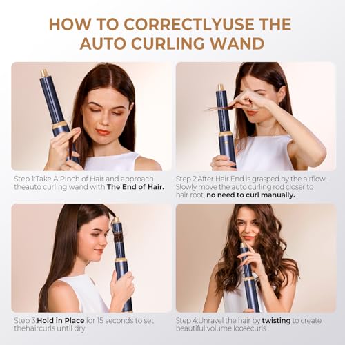 Image of Hair Dryer Brush 5 in 1, Blow Dryer Brush Set with Air Curler Wrap Hair Styler, Negative Ionic Blow Dry Brush, Detachable Hair Tool for Curling, Volumizer,Straightener,Drying