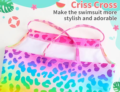 Image of TENVDA Girls Swimsuit Summer Beach Sport Halter Bathing Suits One Piece Swimwear for 2-12 Years Old Kids