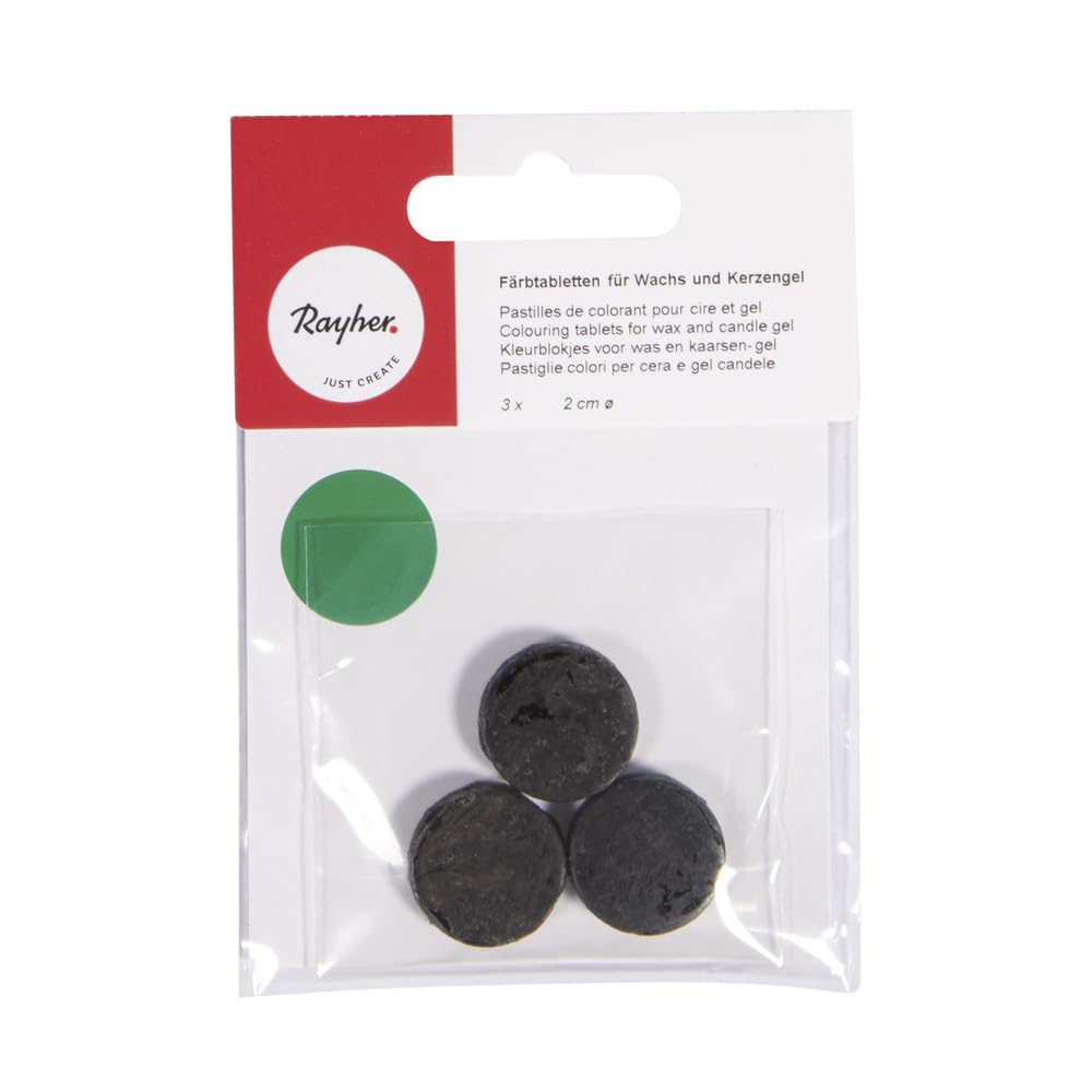 3102829 - RAYHER - Färbtabletten für Wachs und Kerzengel, SB-Btl. 3 Stück, 2 cm ø, grün