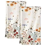 AstraGlam Mikrofasertücher Küchenhandtücher – 2 Stück Geschirrtücher 45 x 66 cm, Frühling Handtücher mit Retro Blumenmuster, Weich & Saugfähig, Ästhetisches Design, Küchenzubehör und Deko