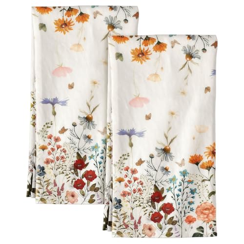 AstraGlam Microfiber Kitchen Towels - 2PCS Dish Tea Towels for Kitchen 18 x 26 Inch Home Decoration Retro Floral Cute Spring Hand Towels Soft & Absorbent Aesthetic Design, Kitchen Accessories and