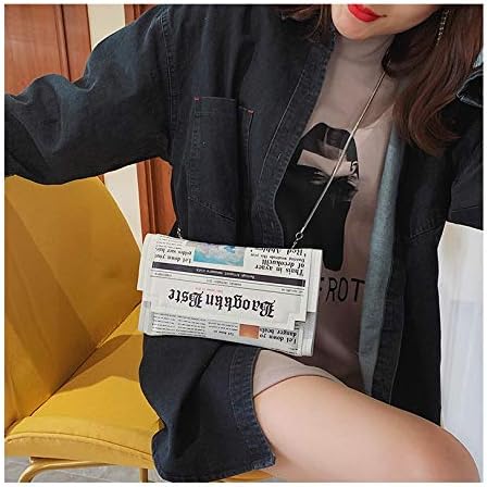 'Newspaper' Handbag, Fashion Envelope Clutch, Cross-body Shoulder Purse, Soft PU Leather Handbags for Women/Girls - Image 3