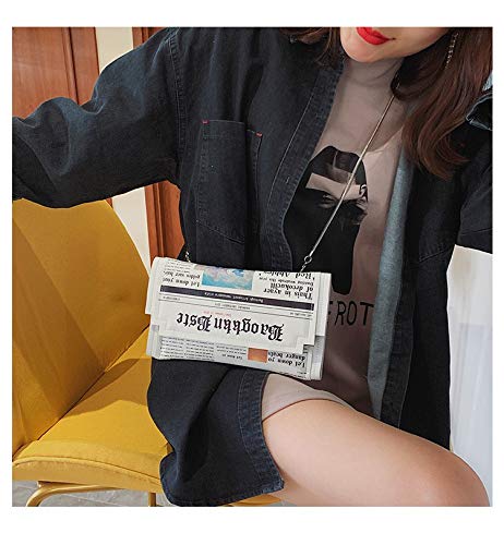 'Newspaper' Handbag, Fashion Envelope Clutch, Cross-body Shoulder Purse, Soft PU Leather Handbags for Women/Girls2
