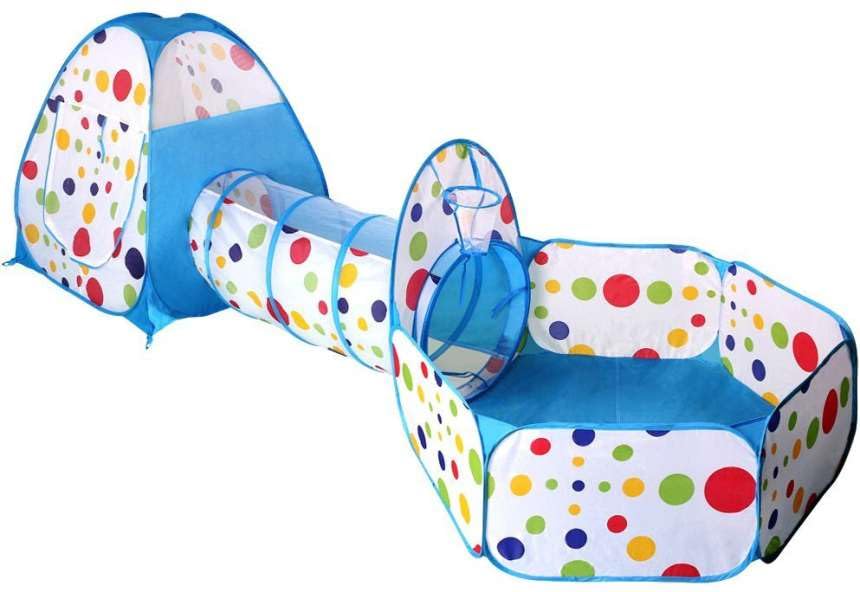 Kids Ball Pits Tent 3 in 1 /Set Combo Play Tent with Play Tunnel Kids Toy Tents Ball Pit Play House for Boys Girls, Babies and Toddlers Indoor& Outdoor (Balls Not Included) (Multicolor)