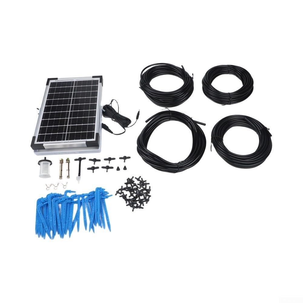 Sistema di irrigazione a goccia solare automatico per irrigazione del giardino senza sforzo, dispositivo temporizzato per piante da giardinaggio all'aperto in casa, senza elettricità (nero)