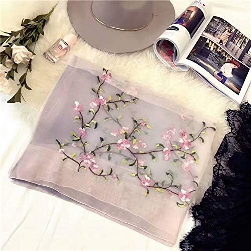 Women Silk&Wool Gradient Embroidered Scarf Headwrap Shawl - Image 7