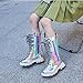Girl's Combat Boots Metallic Rainbow Mid Calf Boots Lace Up Platform Boots Punk Gothic Fashion Festival Booties