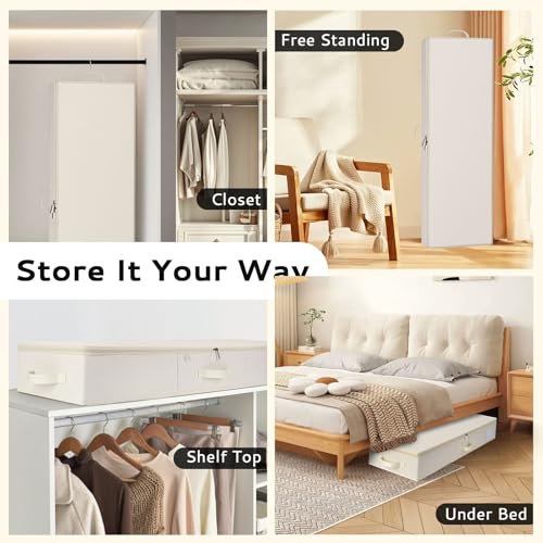 Bloomhüan Geschenkpapier Aufbewahrung - Geschenkpapier Organizer - Wasserdichtes 600D Oxford Gewebe -Aufbewahrungstasche für Geschenkpapier mit Fächern für Rollen & Bänder - 102x30x12cm (Beige)