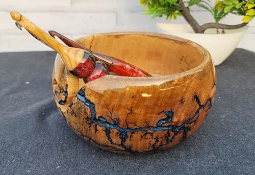 Image of Handmade Rosewood Yarn Storage Bowl for Knitting & Crocheting with Free Crochet Hook | Resin Yarn Bowl for Yarn Winder, Crochet Hook Accessories | Yarn Bowl Wood (Large)