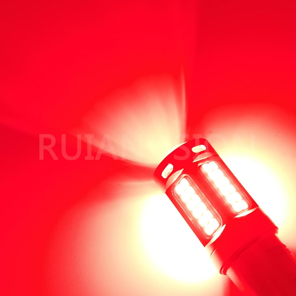 Ruiandsion BA15D 1130 1142 1176 Ampoule led Rouge AC 10-30V Sans polarité 2016 69SMD Chip Remplacement pour les feux de queue de voiture de remorque marine RV Camper Boat Paquet de 2