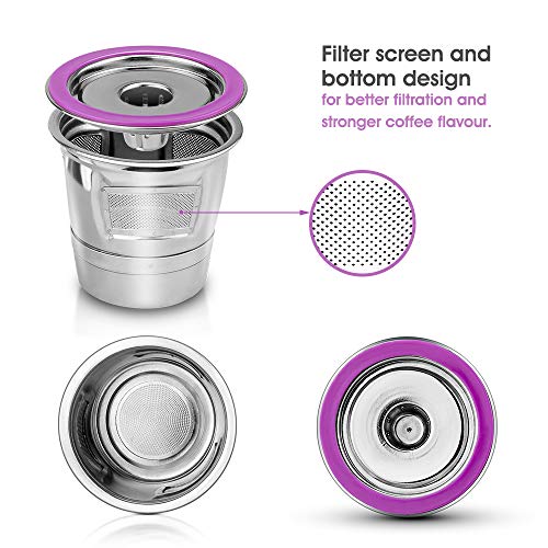 Reusable Cups Stainless Steel Coffee Filters Compataible For K-Duo Keurig,K Select K80, K-Elite, K-Mini Plus, And 2.0 & 1.0 Brewer, Reusable Coffee Pod Metal Filter (2 Pods+ 1 Scoop) #TOP2