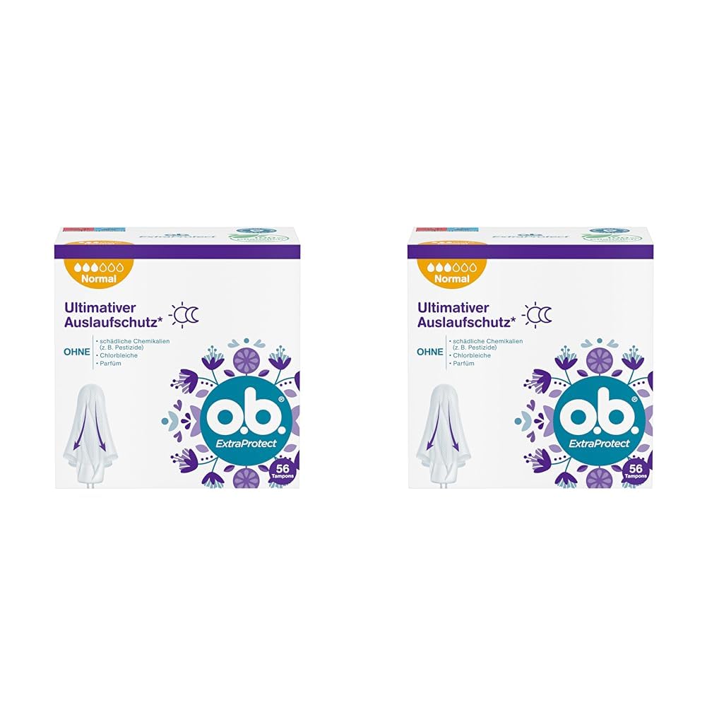 o.b. Tampons ExtraProtect normal 2 x 56 Stk, mit Dynamic Fit Technologie für bis zu 100 Prozent Auslaufschutz während der Periode