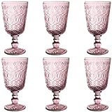 Juego de 6 copas de cristal de colores vintage para beber de 10 onzas, taza de jugo