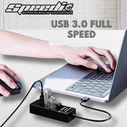 Image of Speedio USB 3.0 Hub 4 Port | High Speed 5Gbps USB Splitter | Multi USB Hub Adapter for Laptop, PC, Desktop, MacBook, Keyboard, Mouse, Pendrive, Hard Drive | Plug & Play | 30cm Cable