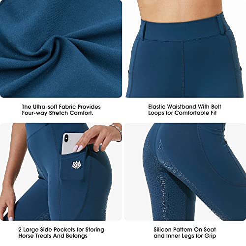 Fitst4 Fitst4 Kids Full Seat Silicon Grip Riding Tights Horseback Riding Equestrian Schooling Breeches Navy L #TOP1