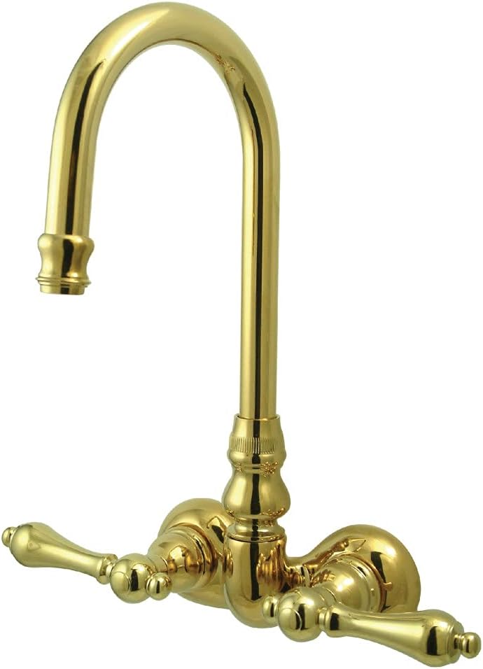Kingston Brass CC71T2 Vintage 3-3/8-Inch Wall Mount Tub Faucet, Polished Brass