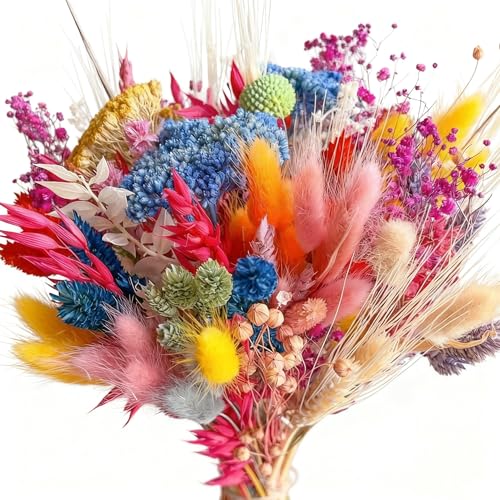 Ramo de Flores Secas Coloridas con Pasto Pampas Natural miniatura 2