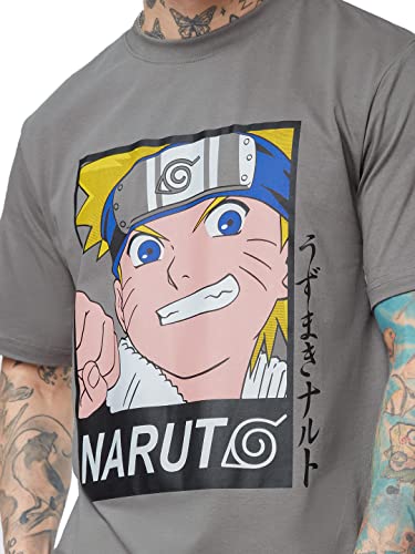 Image of The Souled Store| Official Naruto: Hero Mens and Boys T-Shirts|Half Sleeve|Relaxed fit Graphic Printed|100% Cotton Grey Color Men Relaxed Fit T-Shirts
