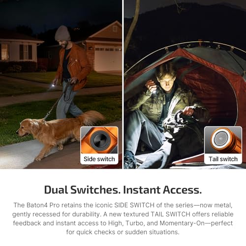 Image of OLIGHT Baton4 Pro EDC Flashlight Rechargeable, 1600 Lumens Small Pocket LED Light with Tactical Switch and Magnetic & USB C Dual Charging, IPX8 for Home Use, Camping, Outdoor and Emergency (Orange)