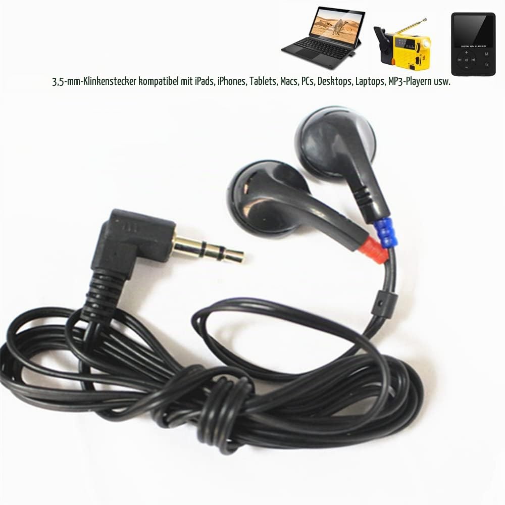 100 Pack Einweg-Kopfhörer - Klassisch, Schwarz, 32 Ohm, 1.2 m Kabel, 3.5 mm Klinke - Ideal für Schulen & Lernen