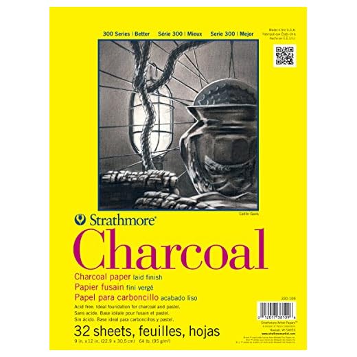 Strathmore 300 Series Charcoal Paper Pad, Glue Bound, 11x17 inches, 32 Sheets (64lb/95g) - Artist Paper for Adults and Students - Charcoal and Pastel