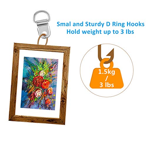 Image of D Ring Picture Frame Hanging Hooks (50 Sets ) Hangers (No Hanging Wire), Picture Hangers & Srews , for Pictures, Canvas, Painting, Mirror, Art Crafts, Clock