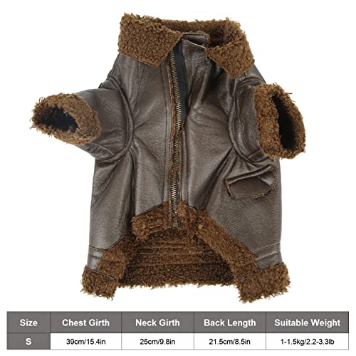 Hunde-Winter-Ledermantel, Hunde-Lederjacke, Warm für den Winter, für Draußen, für Kleine, Mittelgroße Hunde, für Katzen (S)