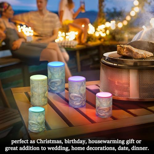 Image of ALAZA Vintage Fleur De Lis Flickering Flameless Candles Battery Operated with Remote Timer,Tea Light Candles LED Pillar Votive Candles Set of 2 for Outdoor Indoor Decorations