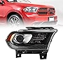 FIONE - For Dodge Durango Headlight Assembly 2016 2017 2018 2019 2020 Replacement Halogen Chrome Interior Headlamps with LED daytime running lights Right Passenger Side 68299130AF 20954560