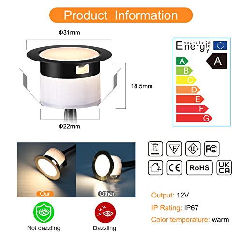 Recessed Led Deck Light Kits, 16 Pack In Ground Outdoor Led Landscape Lighting Waterproof Ip67, 12V Low Voltage Outdoor Step Stair Lights For Steps Stair Patio Garden Yard Floor Kitchen Decoration #TOP3