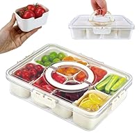 CnosDB Snackbox Mit FäChern, Snackteller Mit 8 FäChern und Griff Wiederverwendbar Snackdose Tragbar Snackboxen FüR SüßIgkeiten Obst Keksen Dessert GemüSe NüSse (8 FäChern)